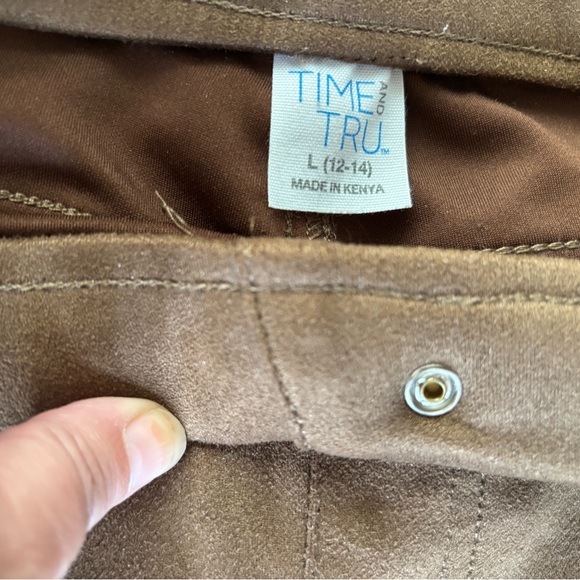 Time and Tru Brown Faux Suede Stretch Pants - Picture 4 of 6